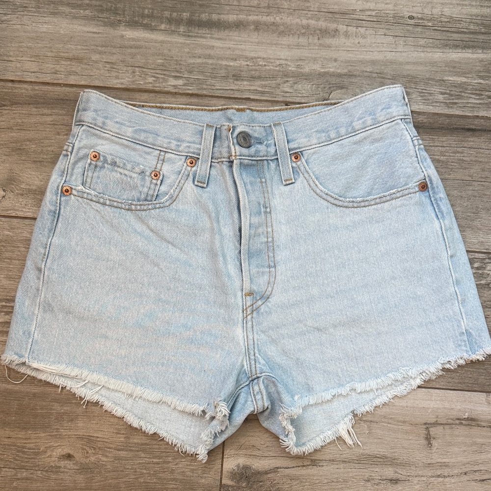 Levi's 501 Light Blue Denim Cutoff Shorts